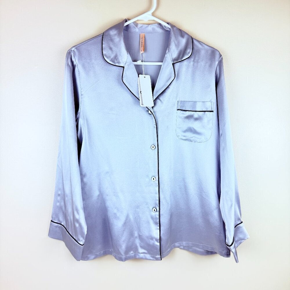 NWT SMR 100% Silk Button-Down Pajama Top L | Luxe Sleepwear Lounge Shirt Size L